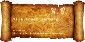 Mihalicsek Barbara névjegykártya
